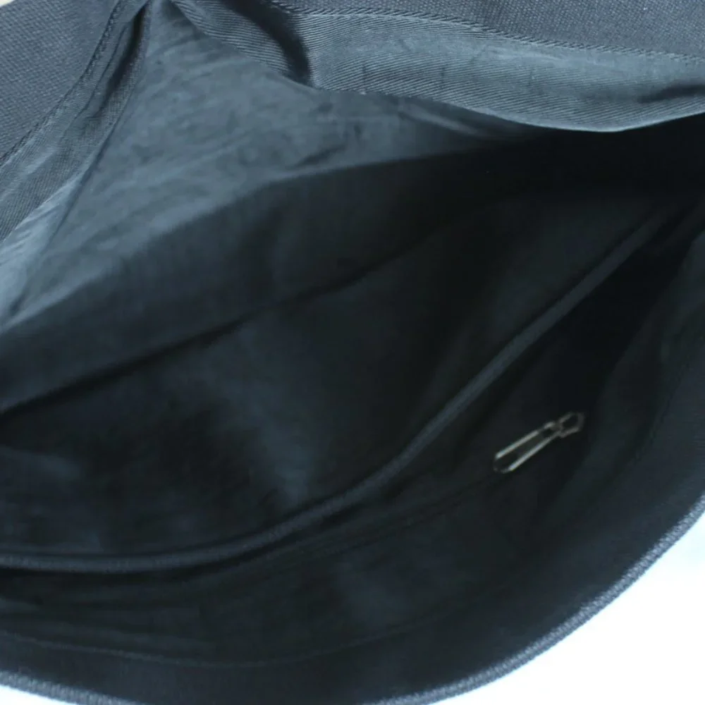 Frank And Oak Black Mens Messenger Canvas Bag Zippered Pockets Heavy Duty Straps
